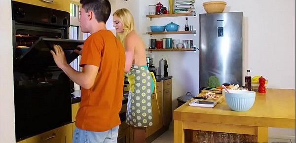  Busty gf Carly Rae hot fuck with bf in the kitchen